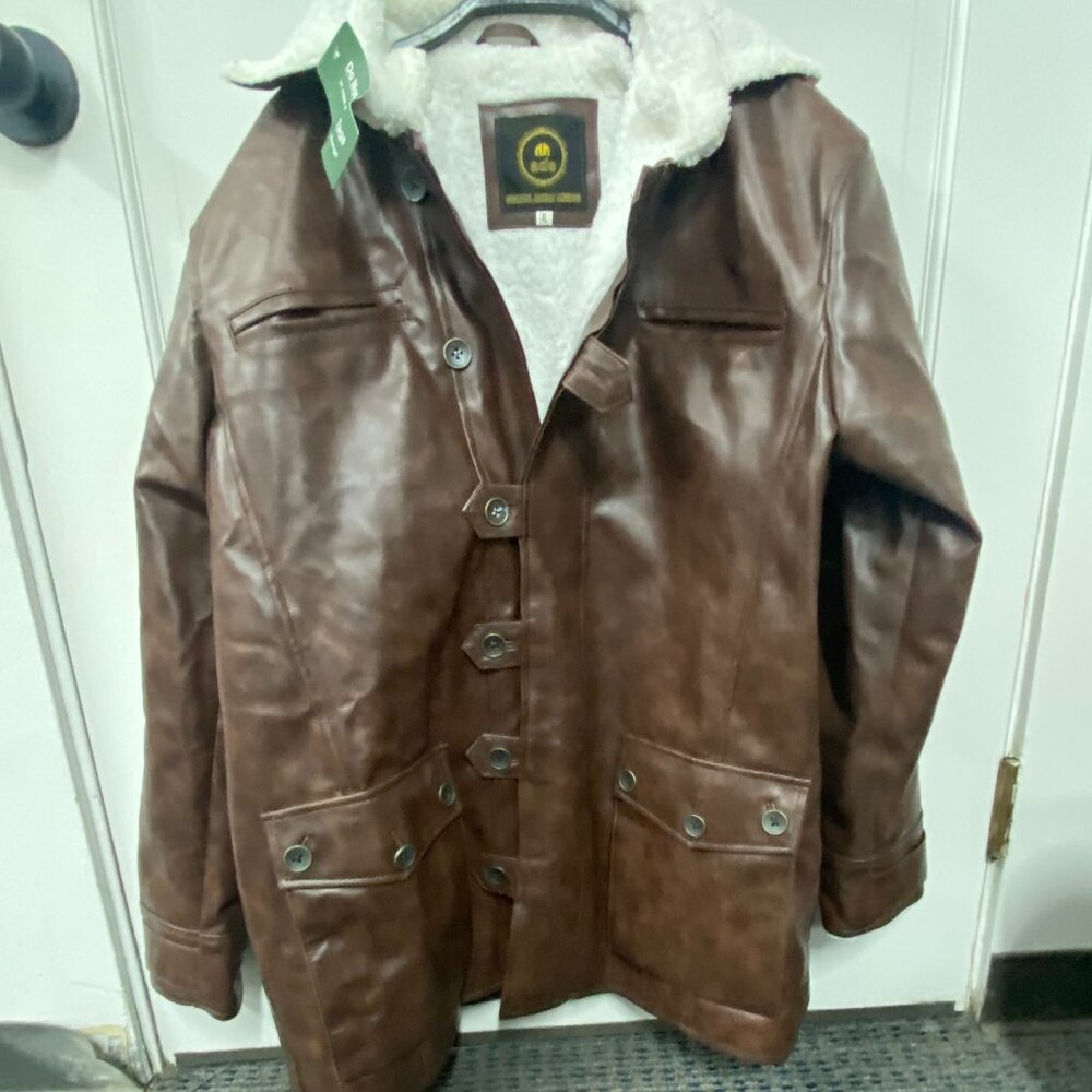 ads Fashion Jacket Makers Faux Leather Mens Coat Size XL